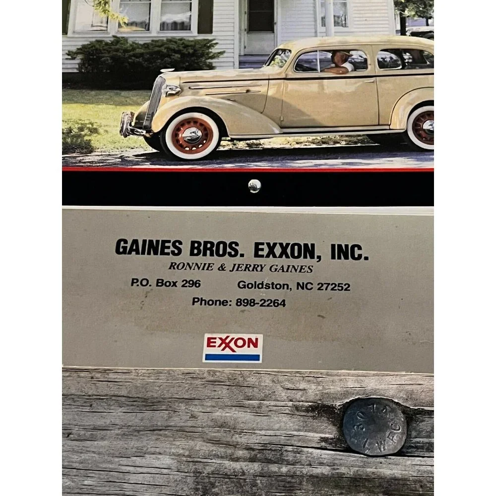 Vintage1989 Exxon Collector Car Calendar Gaines Bros. Exxon North Carolina
